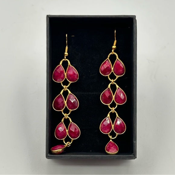 Love Jenny Leigh Ruby Drop Earrings - 925 Sterling Silver